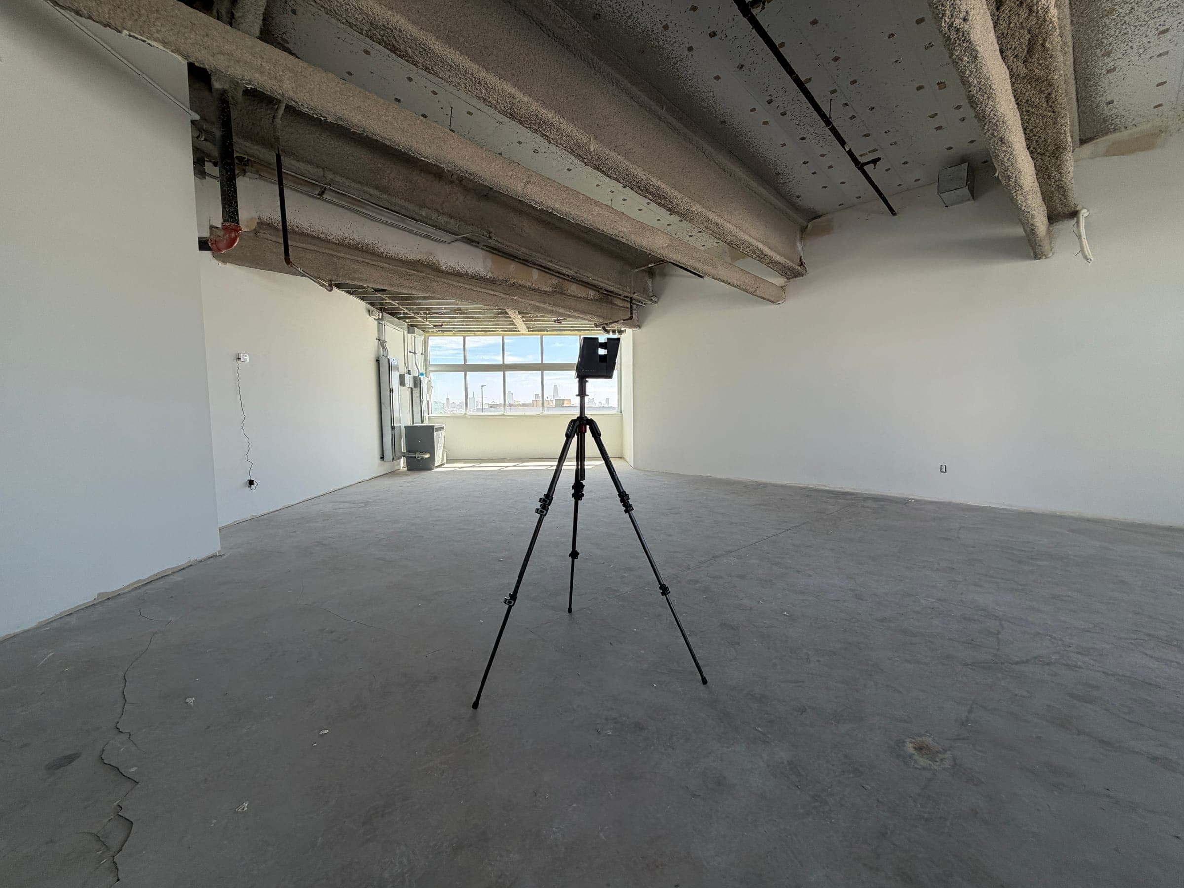 Matterport Pro3 3D scanner on a tripod capturing a commercial retail aec scan, sf in Northern California
